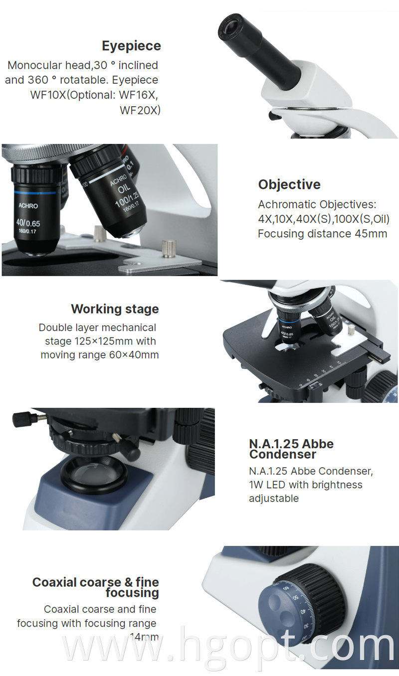 Wide Field Plan Scope Eyepiece Biological Microscope